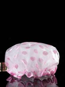 1 Pc Double-Layer Waterproof Shower Cap, Cartoon Printed Net & PVC/PE Material, Bathtime Bath Hat For Women