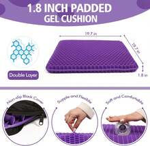 Purple Gel Seat Cushion, 19.7" Extra Large Double Thick Chair Cushions For Office Chair, Wheelchair, Car Seat, Couch, Stadium Seat Cushion For Tailbone Pain Relief, Cooling & Breathable Seat Cushions - Purple - View 7