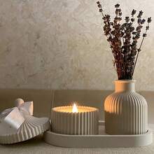 3pcs Silicone Mold Set, Versatile DIY Craft Kit For Candle Holders, Oval Trays, And Striped Storage Jars/Planters, Suitable For Epoxy Resin, Concrete, Plaster - Great For Home Decor And Jewelry Display (Please Confirm Size Details Before Purchasing, Caution For Customers Who Mind Slightly Smaller Sizes)