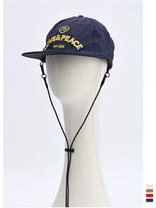 柔软帽顶条纹格子字母刺绣速干遮阳帽，女士透气防晒户外街头抽绳遮阳帽。男女通用速干遮阳帽，撞色设计，适合夏季户外活动、防晒、骑行。 - 字母掛繩 - 查看 17