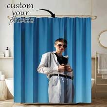 1PC Customized Shower Curtain With Hooks, Personalized Shower Curtain With Photos And Text, Curtain Photo Collage, Customized Pet Shower Curtain, Personalized Pet Shower Curtain, Personalized Picture Shower Curtain, Customized Shower Curtain With Any Picture - Multicolor - View 7
