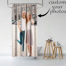 1PC Customized Shower Curtain With Hooks, Personalized Shower Curtain With Photos And Text, Curtain Photo Collage, Customized Pet Shower Curtain, Personalized Pet Shower Curtain, Personalized Picture Shower Curtain, Customized Shower Curtain With Any Picture - Multicolor - View 4