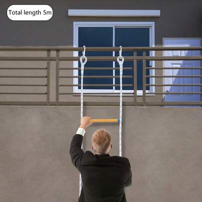 InSyoForeverEC Notfallsicherheitsseil, Evakuierungsseil für eine 11,81 Zoll lange Treppenkonstruktion mit einem maximalen Gewicht von 264,55 Pfund, multifunktionales Seil für die Notfallevakuierung von Häusern oder Gebäuden, für Aktivitäten im Freien, Bergsteigen und mehr