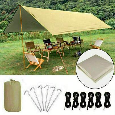 3mx3m Tarp Rain Fly Tarp Waterproof Tent Cover Hiking Shelter Foldable Lightweight Waterproof For Camping And Protection Against Rain, Snow And Sun