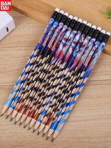 , Series Stationery Pencils, Back To School Stationery Pencils, Triangular Hole HB Drawing And Writing Pencils, With Eraser And Pencil Sharpener, Erasable, Cool Cartoon Design, Medium Thickness, Suitable For Schools, Students, Teachers, Offices, Writing And Painting, Perfect For Gifting And Birthday Surprises, Ideal For Christmas, Halloween, Thanksgiving Gifts. - Multicolor - View 5