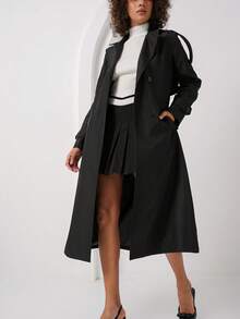Plain Casual Zip-Up Pocket Front Jacket - Black - View 3