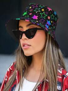 1pc Outdoor Party Beer Print Double Sided Outdoor Gathering Travel Holiday Bucket Hat, Sun Protection Beach Hat
