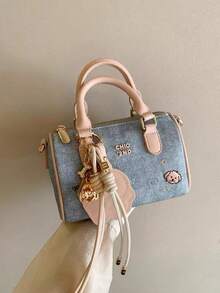 Half-Baked Mocha 手提包，女士 2025 新款高品质顶部手柄小号托特包，单肩斜挎包 - 藍色 - 查看 5