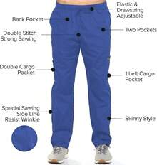 Dagacci Scrubs Uniform Women And Man Scrubs Set Scrubs Top And Pants - Blu reale - Visualizzare 4