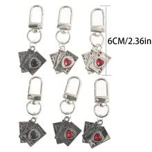 6pcs/10pcs Fashion Charm Random Color Creative Classic Playing Card Heart Inlay Synthetic Stone Design Y2K Alloy Enamel Pendant/Keychain Lobster Clasp Suitable For Jewelry Making DIY Necklace, Keychain, Backpack Decor, Earrings, Anklet, Craft Supplies - Multicolor - View 11