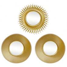 3pcs Plastic Vintage Gold Wall Mirrors, Home Decor With Hanging Hooks, Also Available Vintage Sunflower Pattern Decorations, Suitable For Living Room, Bedroom, Dining Room, Back To School Room Decor And Study Supplies - Multicolor - View 20