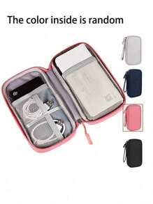 1pc Digital Accessories Storage Bag, Electronic Organizer Travel Universal Cable Pouch, Suitable For Phone Case, Data Cable, Coin Purse, Jewelry, Classified Storage Compartments, Power Bank, Mouse, Charger, Cable, Pencil Case, Hard Drive, Protective Cover, Washable Travel Storage Pouches