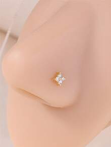 1 件 L 形鼻环 - 简约 20G 镀金锆石耳钉，可爱稳固贴合女士鼻孔饰品，简约鼻环