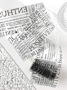 4 Rollen Vintage englischer Text Serie, je 2m, wasserfeste PET Dekoaufkleber, DIY Scrapbooking Aufkleber Rolle Klebeband Set, geeignet für Alben, Scrapbooks, Planer, schwarze Kunststoffoberfläche, europäischer und amerikanischer Stil
