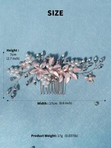 1 pièce Accessoire pour cheveux de mariée minimaliste avec perles et strass en or rose pour robe de mariée