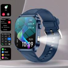 Aviwogr Nouvelle Montre Connectée avec Écran Incurvé de 2,01 Pouces, Synchronisation des Informations du Téléphone, Lampe de Poche LED Intégrée, Connectivité Sans Fil, Appel Vocal, Plus de 100 Modes Sportifs, Sports de Plein Air, Montre Connectée Unisexe