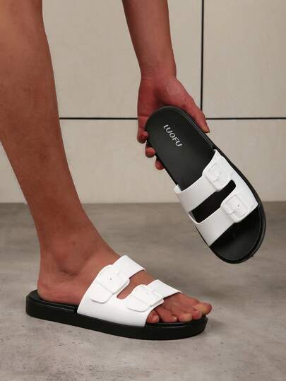  New Couple Summer Luofu Men Sandals, EVA Lightweight Material, Simple Buckle Design, Suitable For Beach, Party, Indoor & Outdoor Non-Slip Slippers