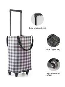Large Capacity Waterproof Folding Shopping Trolley Bag, Durable Oxford Fabric, Portable Grocery Cart With 88.18LB Load Capacity, Leak-Proof Square Shape With Wrist Strap For Graduation Season, Supermarket, Shopping Cart, Drag Wheel