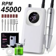LIMEGIRL Limadora de uñas eléctrica profesional de 45,000 RPM, máquina de taladro de uñas recargable inalámbrica, adecuada para uñas de acrílico y gel, incluye 6 brocas y bandas de lijado, para uso en salón y hogar, apta para principiantes y profesionales - Multicolor - Ver 8