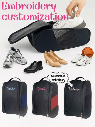 1 st anpassad broderad namnväska för sportskor, vattentät förvaringsväska för utomhusgym och -sko, ventilerande nätväska för fotbollsskor, bärbar skohållare med stor kapacitet för män och kvinnor, lämplig för sport, daglig användning, present till familj, vänner, mödrar, fäder, döttrar, söner, lämplig för fars dag, alla hjärtans dag, sjuksköterskedagen, jul