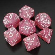 Zestaw 7 kości do gry Plum - ekskluzywne kości wielościenne z wzorem kwiatu śliwki do gier RPG D&D Dungeon And Dragons, idealne do kolekcji kości lub na prezent (Halloween, Boże Narodzenie, Wielkanoc). - Wielokolorowe - Zobacz 18