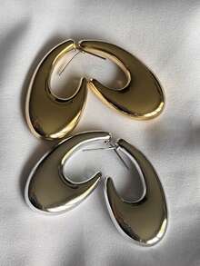 Women's Hoop Earring Abstract Design Carved Bold Modern Modern Curves Organic Maximalist High Fashion - Bạc - Xem 5