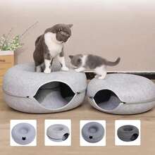 Cama Túnel Para Gatos Hitburu - Refugio Cálido, Esquina, Funda Desmontable, Algodón Térmico, Tamaño S (55x40 Cm)