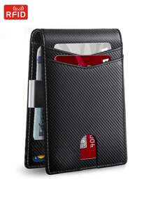 Rfid Blocking Carbon Fiber Men Slim Wallets Credit Card Holder Thin Small Short Purse Male Black Vallet Bifold Wallet For Man