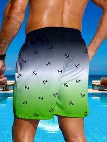 Bañadores de hombre con estampado de ancla vibrante con cordón | Tela no elástica, perfecto para vacaciones en la playa | Ropa para vacaciones en la playa, bañadores con cordón - Multicolor - Ver 2
