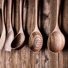 5 A 5-Piece Set Of Wooden Kitchen Utensils Designed For Home Use, Hotels And Restaurants. Made Of Natural Wood, It Is Safe And Odorless, Resistant To Corrosion And High Temperatures, Making Cooking Safer! - 咖啡棕 - 查看 3