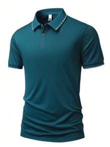 Set de 2 camisas polo de verano para hombre con cuello de contraste, transpirables y cómodas, de manga corta y ajuste regular para uso casual y de negocios