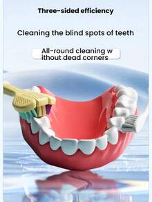 YACGAOREN Cepillo de dientes de limpieza triple, 3 lados, alta eficiencia de limpieza, limpia áreas ocultas, mango antideslizante - Multicolor - Ver 9