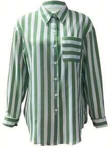 Women 2025 Summer Long Sleeve Tops Work Blouses Vacation Outfits Spring Clothes - Green - View 3