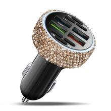 1pc Bling Bling Rhinestone Studded Car Charger, Fast Charging, USB A/C Car Phone Charger, Heart-Shaped LED Display Rhinestone Car Charger Adapter, Fast Charging, Supports Phones, Dashcams, GPS Etc., Handmade, Ideal Gift For Men And Women On Holidays/Birthdays - Multicolor - View 30