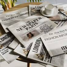 2Pcs English Newspaper Photography Props Fashion Clothing Home Decor Food Photography Background Props Flower Wrapping Paper Atmosphere Decoration Fall Decor - Multicolor - View 2