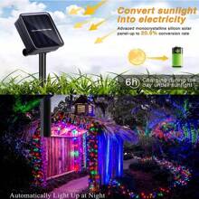 1 pieza 20/50/100/200 Luces LED solares para exteriores, luces de Navidad solares de cable verde, 8 modos de hadas destellantes, adecuadas para iluminación de escenario, árbol de Navidad, decoración de jardín, boda, camping al aire libre, decoraciones de Halloween para exteriores para jardín, patio, fiesta, Navidad, patio (Morado/Blanco cálido/Blanco/Multicolor)