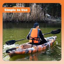 Fishing Kayak For Adults,12FT Sit On Top Kayak With Paddle, Comfortable Adjustable Seat, Durable Hard Shell Recreational Ocean Kayak For Lake River Sea - Orange & White - View 6