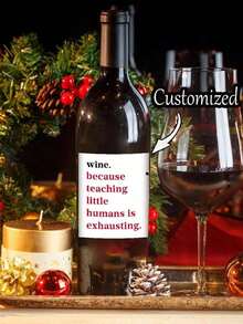Funny Teacher Appreciation Wine Bottle Label Stickers - Humorous Thank You Gift For Teachers, Kitchen & Dining Decor, Perfect For Teacher's Day And End-Of-Year Gifts Valentine Day - Multicolor - View 2