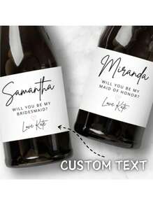 5PCS Any Sizes Custom Wine Bottle Labels – Waterproof Personalized Text Stickers For Weddings, Bridal Showers, Newlyweds, Couples, Special Events & Festive Gatherings Bridesmaid Champagne Labels, Maid Of Honor, Wedding Party Proposal