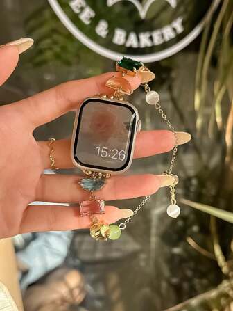1 Pc Of Fashionable Women's Hot-Style Multi-Color Zirconia Gemstone Watch Bracelet, Compatible With Apple Watch Strap Series 10, 9, 8, 7, 6, 5, 4, 3, 2, 1. Sizes: 38mm, 40mm, 41mm, 42mm, 44mm, 45mm, 46mm, 49mm, And Over 1/2 SE. Suitable For Replacing Apple Watch Straps, Perfect For Girlfriends And Mothers (Strap Only).