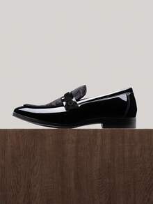 Men's Tuxedo Patent Classic Velvet Loafer Slip On Shoes For Wedding Party Shoes - PU đen - Xem 3