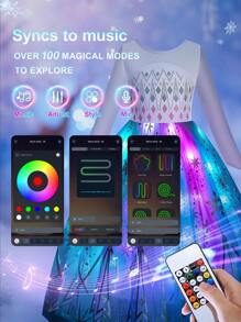 UPORPOR Light Up Princess Dress With Sleeve For Young Girl, Syncs With Music, App Remote Control, For Halloween, Birthday Party And Christmas, Kids Party Dress, Cosplay Costume (Battery Not Included)