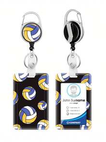 1pc Sports Style Football, Volleyball, Rugby, Basketball Pattern Lanyard Card Holder, Hard Shell ID Card Case For Bus Card, ID Card, Work Badge, Student Card, Exhibition Card, Event ID Badge, School Supplies, Back To School - Multicolor - View 13