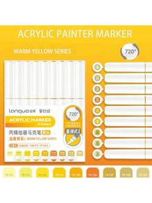 Languo 9 Colors Set Acrylic Marker Pens, Soft Tip Large Capacity Ink, Evenly Colored, Odorless, Opaque, Suitable For Stone, Glass, Ceramic, Easter Eggs, Metal, Wood And More - Perfect For Art, Craft And DIY Projects Back To School