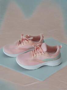 1 Pair Women's Summer Breathable Mesh Sneakers, Lightweight Shock Absorbing Running Shoes, Versatile Casual Chunky Sneakers, Non-Slip , Student Style