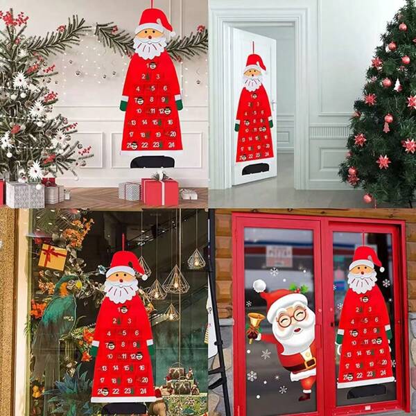 Sapin de Noël en feutre, Calendrier du Père Noël, Sapin de Noël rouge, Cadeau de Noël, Décoration de Noël