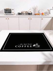 1pc Home Decor, Coffee Cup Printed Drain Mat, New Absorbent Kitchen Counter Drying Pad, Kitchen Dish Drying Mat - Dish Pad, Soft Diatomite Non-Slip Quick Dry Mat, Suitable For Kitchen Counter, Coffee Maker, Espresso Machine, Etc.