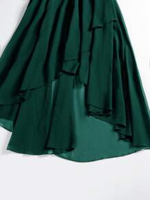 Women Prom Dresses Sequin One Shoulder Wrap Sleeveless High Waist A Line Midi Dress High Low Party Dress