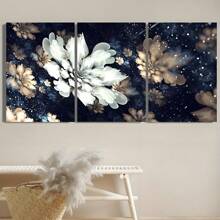 3 pièces Fleurs blanches modernes et élégantes en fleurs, art abstrait de fleurs, affiches murales sur canevas, impression haute définition avec cadre en option, décoration murale pour le salon et la chambre à coucher