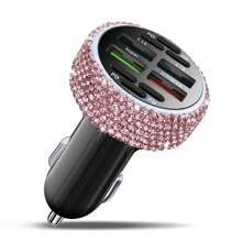 1 pièce Chargeur de voiture 2-en-1/8-en-1 avec strass, câble de charge 3-en-1 avec strass, charge rapide, Type C, USB, adaptateur de voiture, compatible avec Apple, téléphone, caméra de tableau de bord, iPad, GPS, cadeau pour les vacances/anniversaire